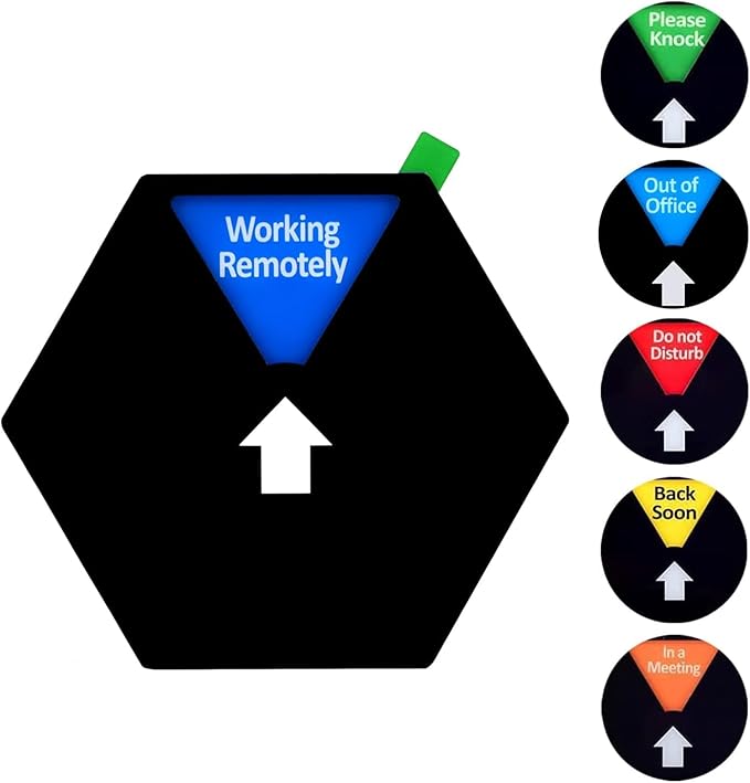 Kichwit Privacy Sign, Do Not Disturb Sign, Please Knock, In a Meeting, Working Remotely, Out of Office, Back Soon, 6 Inches, Black