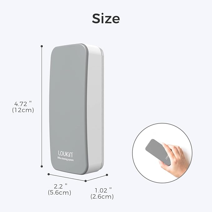 loukin 2 Pack Magnetic Dry Erase Eraser, Whiteboard Eraser, Glass Board Remover, 3.4 fl oz Whiteboard Cleaner * 2 Included, for Classroom, Home and Office Use (Grey)