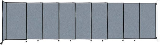 Wall-Mounted Sliding StraightWall Room Divider | Adjustable Widths | Locking Wheels | Room Separator | Up to 19'9" Wide x 5' Tall Powder Blue Fabric Panels