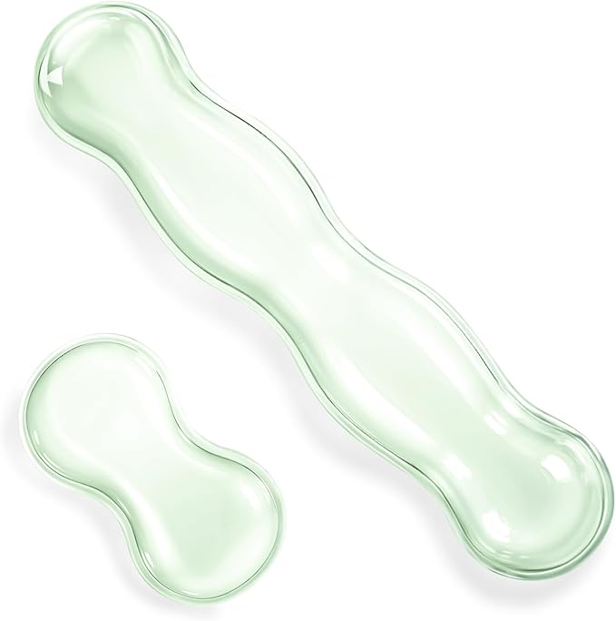 Clear Gel Wrist Rest for Keyboard Silicone Ergonomic Anti Slip Mouse Pad Computer Wrist Rest Support for Keyboard Relieve Office Typing or Gaming Wrists Pain, Light Green