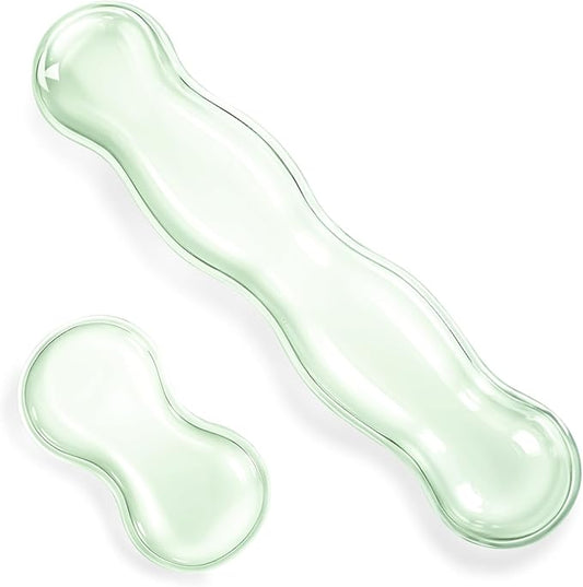 Clear Gel Wrist Rest for Keyboard Silicone Ergonomic Anti Slip Mouse Pad Computer Wrist Rest Support for Keyboard Relieve Office Typing or Gaming Wrists Pain, Light Green