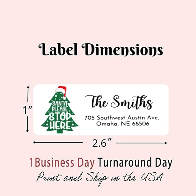 Personalized Christmas Return Address Labels - Custom Holiday Return Address Labels, Set of 120 Self Adhesive Mailing Rectangle Personalized Name Stickers (Pattern 6)
