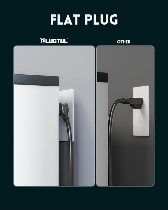 Surge Protector Power Strip 5FT(4080J), Black Surge Protector with 12 Outlets - Spacious Design for Large Plugs, Flat Plug, 20W USB C Charging for Home, Office, ETL Listed