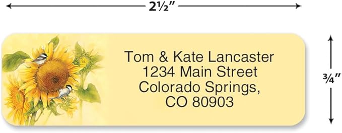Everyday Birds Rolled Personalized Return Address Mailing Labels with Dispenser, Set of 250, Small ¾ x 2½ Inch Size, Custom Self-Adhesive Sticker Roll, by Colorful Images