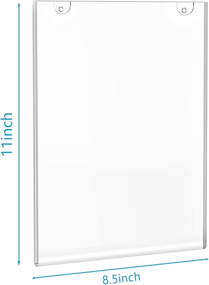 PecMuikee Acrylic Sign Holder 8.5x11, Wall Mount Acrylic Sign Holder and Plastic Paper Display Ad Frame bonus with 3M Tape and Mounting Screws for Restaurants, Office, Market, Library, Store, 20 Pcs
