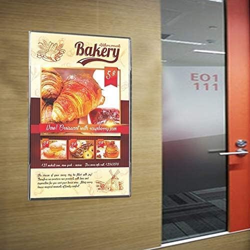 Acrylic Sign Holder 11 x 17 inches Vertical Wall Mount Sign Holders Clear Acrylic Frame with 3M Tape Adhesive Clear Poster Frames Plastic Sign Holder for Office, Home, Restaurant-No Drilling(6 Pack)