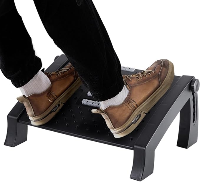 Foot Rest, Six Heights Adjustable Foot Rest for Under Desk at Work, Ergonomic Foot Stool for Under Office Desks, Under Desk Footrest with Foot Massage Roller, Office Leg Rest (Classics)