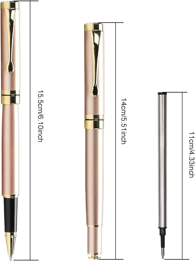 YIVONKA Luxury Ballpoint Pens Best Ball Pen Gift Set for Men & Women Professional Executive Office Nice BallPens Classy Gift Box Ballpoint Black Refill Line width 0.5mm (Rose Gold)