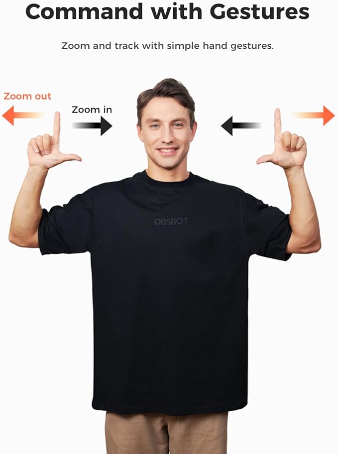 OBSBOT Tiny 2 Lite 4K Webcam for PC, AI Tracking PTZ Streaming Camera with 1/2" Sensor, Gesture Control, 60 FPS, HDR, Microphones, Web Camera for Desktop Computer, Laptop, Meeting, Video Calls, etc.