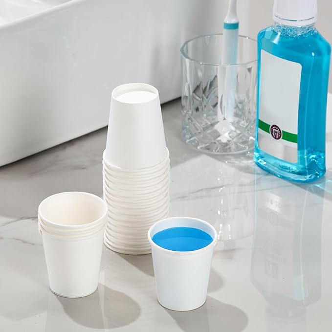 SIUQ 300 Pack 5 oz Paper Cups, White Disposable Paper Cups, Small Bathroom Mouthwash Cups, Hot/Cold Drinking Cup for Bathroom, Home, Party, Office, Picnic, Travel
