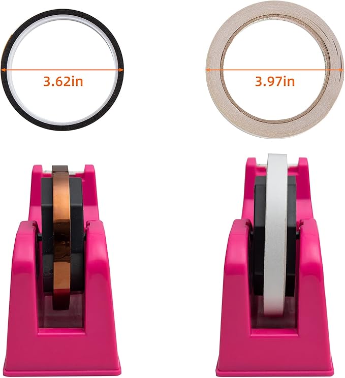 IHOMECOOKER Desktop Tape Dispenser Adhesive Roll Holder (Fits 1" & 3" Core) with Weighted Nonskid Rose red