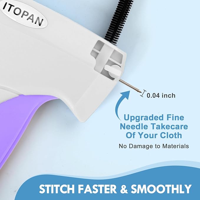 Stitch Gun for Clothes, Tagging Gun for Clothing Quick Fixes - Price Tag Gun with 6 Fine Needle, 1000 Black Fasteners & 1000 White Fasteners Snow1+MediumPurple1
