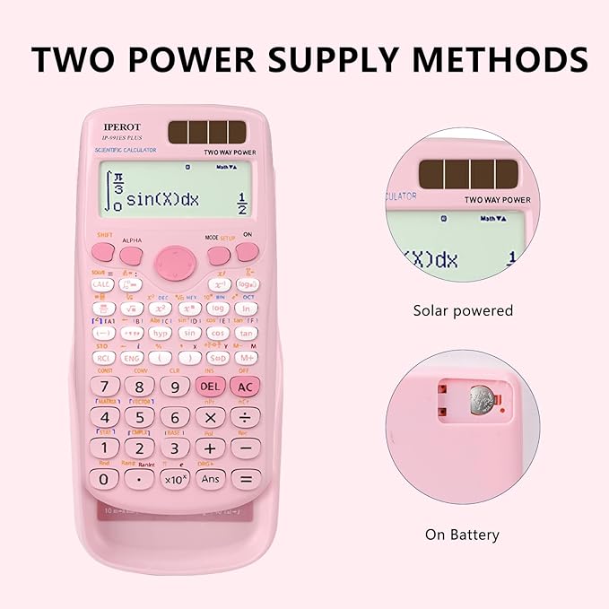 Scientific Calculators, IPEROT Pink Scientific Calculator 417 Function, Desktop Math Solar Calculators School Supplies Suitable for High School and College Students Algebra and Other Math Textbooks