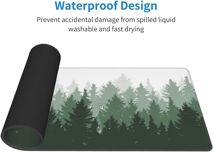 Green Tree Forest Gaming Mouse Pad Non Slip XL Large Mousepad Stitched Edge Rubber Base Desk Mat for Laptop PC Computer