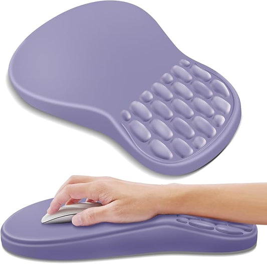 YIWEI Ergonomic Mouse Pad with Wrist Rest Support, Mousepad with Comfortable Memory Foam Wrist Rest and Non-Slip PU Base for Pain Relief, Computer, Laptop, Office, Home (Purple)