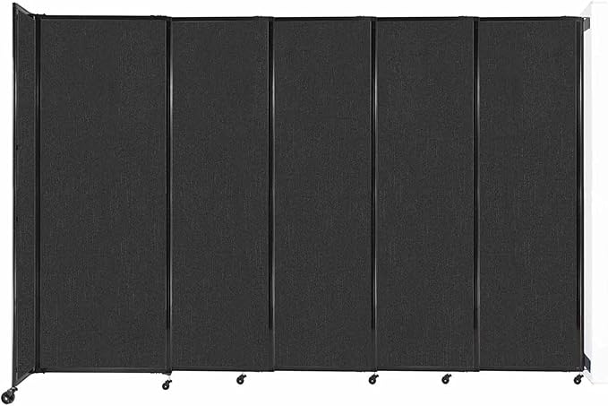 Wall-Mounted Sliding StraightWall Room Divider | Adjustable Widths | Locking Wheels | Room Separator | Up to 11'3" Wide x 7'6" Tall Black Fabric Panels