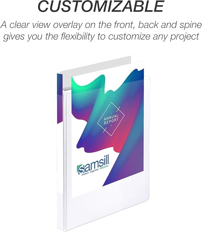 Samsill Durable 0.5 Inch Binder, Made in The USA, D Ring Binder, Customizable Clear View Cover, White, 24 Pack, Each Holds 125 Pages