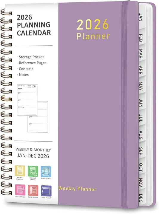 2026 Planner, Weekly and Monthly Calendar Academic Planner, Jan 2026 - Dec 2026, Planning Agenda Book for Desk Accessories and School Supplies - A5 (6.3'' x 8.5'')