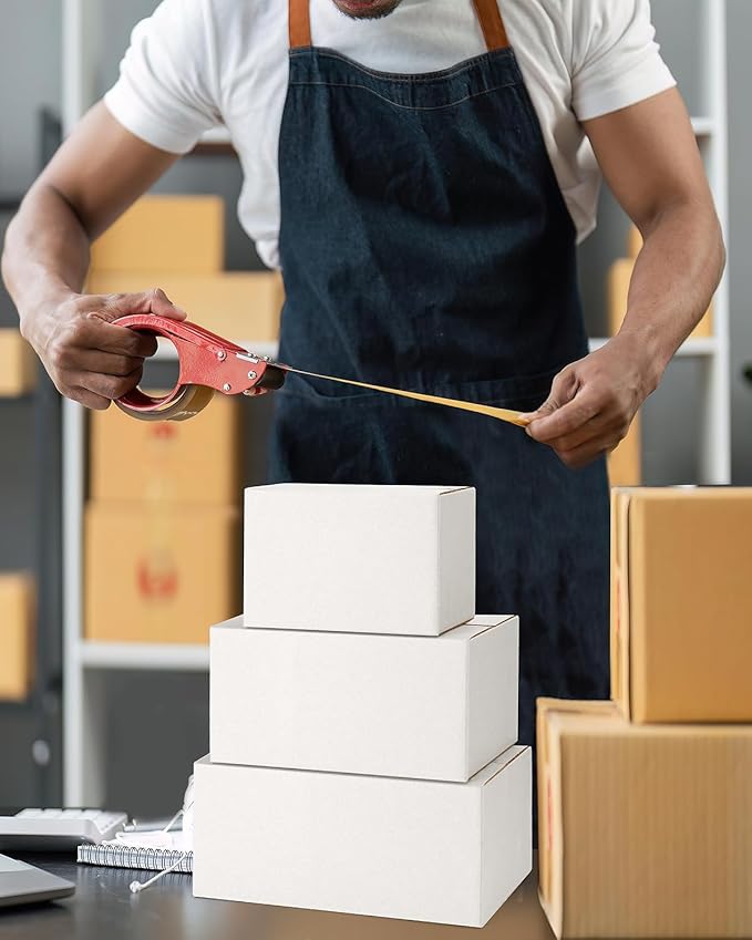 Assorted-Sizes-Shipping-Boxes-45-Pack: 6x4x4 & 8x6x4 & 9x6x4 Small-Shipping-Boxes-Mailers, White Corrugated-Cardboard-Boxes-for-Packing-Small-Business Mailing