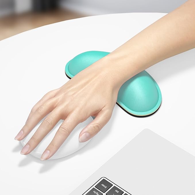 Dapesuom Mouse Wrist Rest, Ergonomic Memory Foam Mouse Wrist for Computer Desk Mats Support, Hand Rest Pad Cushion for Gaming, Office, Laptop, Men, Women, Pain Relief & Easy Typing, Malachite Green