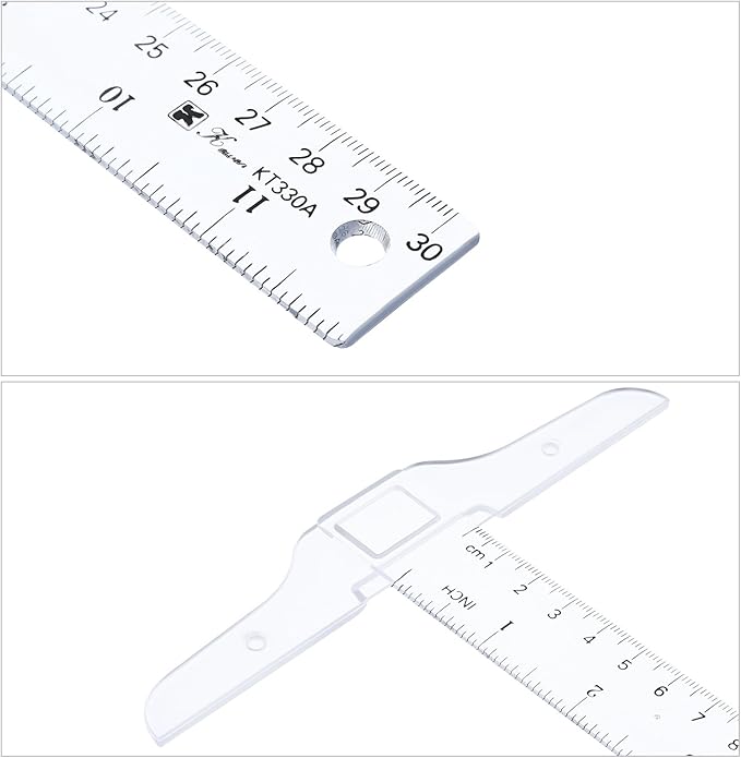 Pangda 12 Inch/ 30 cm Junior T-Square Plastic Transparent T-Ruler for Drafting and General Layout Work (2)