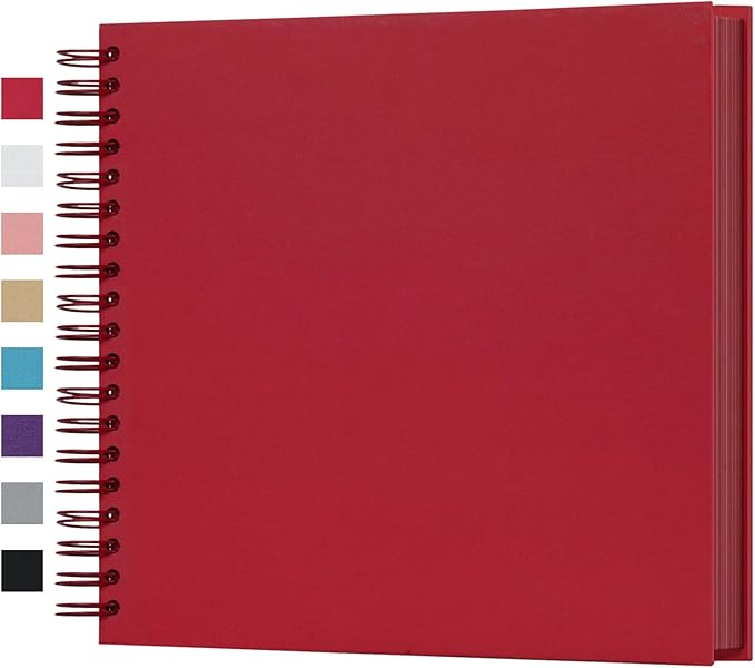 potricher 10 x 10 Inch DIY Scrapbook Photo Album 80 Pages Thick Kraft Blank Red Paper Memory Book for Wedding and Anniversary Family (Red, 10 Inch)