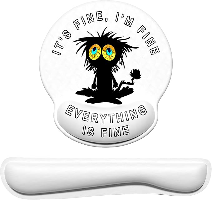 Dapesuom Keyboard Wrist Rest and Mouse Pad with Wrist Support, Memory Foam Cushion for Keyboard and Mouse Set, Ergonomic Desktop Pad Rests with Non Slip Base for Easy Typing & Pain Relief, Cute Cat