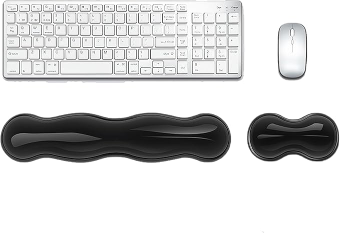 Wrist Rest for Keyboard and Mouse, Ergonomic Gel Keyboard Wrist Rest for Effortless Typing & Pain Relief, Cool Silicone Gel Wrist Support Pad for Gaming, Computers, Laptops, Office
