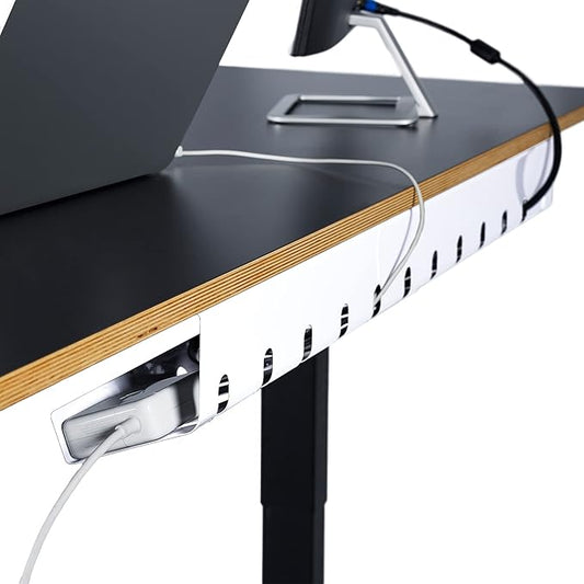 PAMO Cable Management Under Desk for Easy mounting Under-Table I Set of 3 - with 10X Cable Ties I Desk Organizer for Office/Home Office Table Thoughtful Cable Tray Holder
