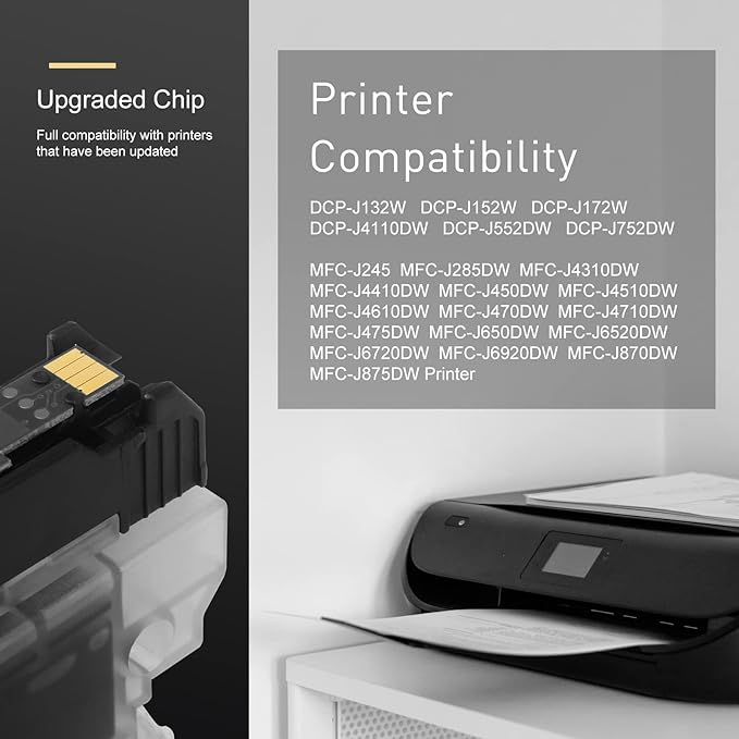 LC103 Ink Cartridges for Brother Printer Compatible for Brother Ink CartridgesLC103 Work with MFC-J870DW MFC-J6920DW MFC-J6520DW MFC-J450DWMFC-J470DW (Black,Cyan,Magenta,Yellow)