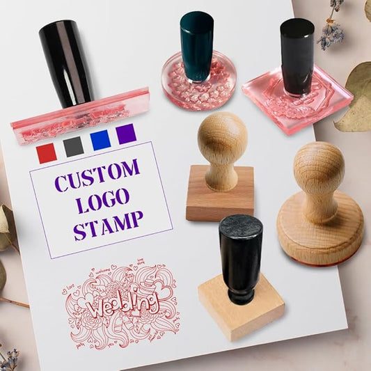 Personalized Logo/Address/Name Stamps -Custom Wooden Rubber Stamp, Multiple Sizes Stamps for Business (Rectangular Stamp)