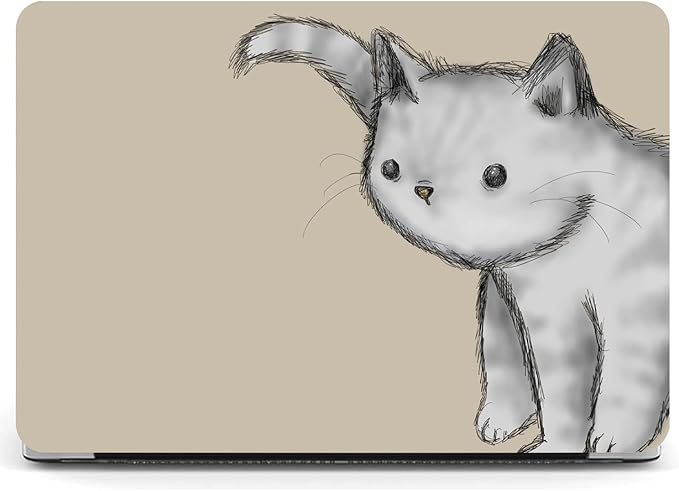 Compatible with MacBook Pro 13 Inch Case M2/M1 2025 2022-2017 A2338 A2289 A2251 A2159 A1989 A1706 A1708 Plastic Hard Shell Case&Keyboard Skin&Mac OS Keyboard Sticker (Gray Cat)