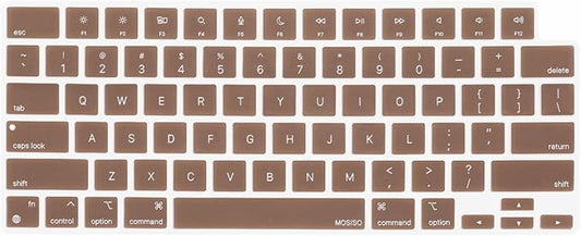 MOSISO Keyboard Cover Skin Compatible with MacBook Air 15 inch M3 A3114 M2 A2941/Air 13.6 A3113 A2681/Pro 14/16 M4 M3 M2 M1, Caramel Brown