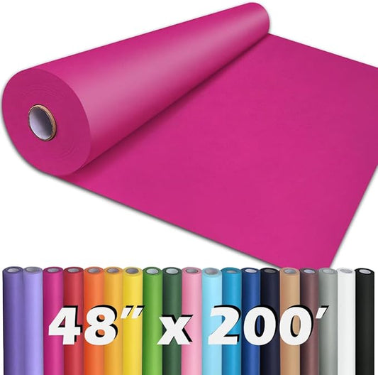 PerkHomy 48" x 2,400" (200') Rose Red Kraft Paper Roll for Craft Bulletin Board Paper Art Table Covering Crafting Gift Wrapping Bouquet Packing Parcel 80GSM 55LB (Rose Red, 48" x 200')