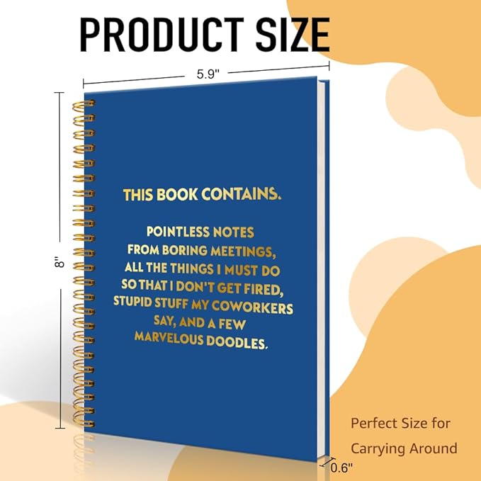 Pointless Notes from Boring Meetings Funny Navy Golden Spiral Notebook, Humorous Office Gifts, Gag Gifts for Coworkers, Funny Office Sarcastic Gifts for Coworkers,Team Members, Employees