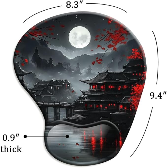 Ergonomic Mouse Pad with Wrist Rest,Gaming Mouse Pad with Wrist Support,Funny Mouse Pads for Desk,Computer Mousepad with Non-Slip Pain Relief PU Base,Cute Office Desk Accessories,Full Moon