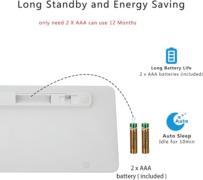 Wireless Bluetooth Keyboard, Universal Multi-Device Keyboard with Number Pad and Media Hotkeys, USB + Dual BT Connection, Ergonomic Design Slim for Windows Computer/Laptop/Tablet