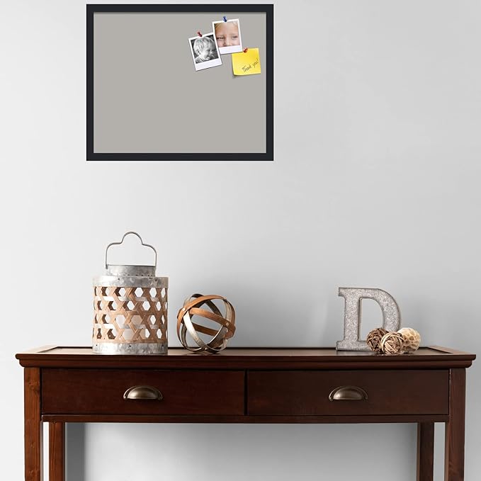 PinPix 22x18 Inch Cork Bulletin Board. This Decorative Framed Pin Board Comes with Dark Stone Design and a Satin Black Frame. Ideal for Home Office Decor or Message Board (PinPix-1808)