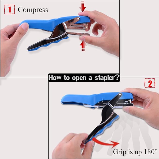 Stapler with 1000 Staples-Plier Stapler Save 60% Power,Good for Stapling at Home School or Warehouse (Blue)