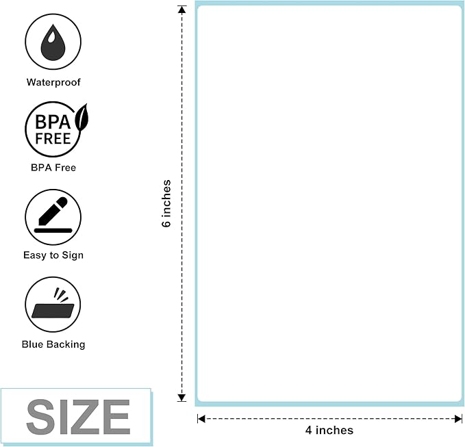 L LIKED 500 Fanfold 4 x 6 Thermal Labels, with Perforated Line Shipping Labels, Compatible with Zebra & Rollo Printer, White, Commercial Grade