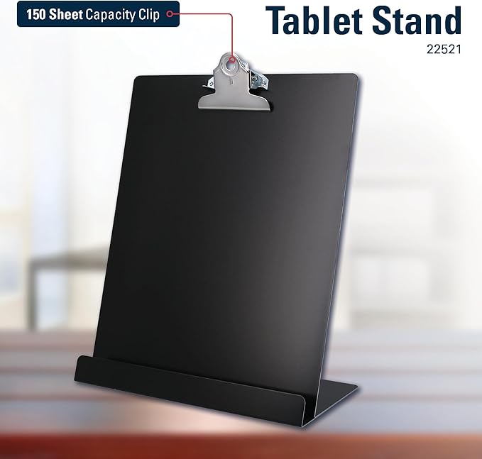 Saunders Free Standing Clipboard and Tablet Stand, 1" Clip Capacity, Letter Size: Holds 8.5 x 11 Sheets, Black