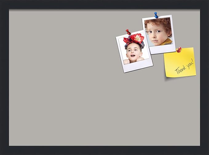 PinPix 21x15 Inch Cork Bulletin Board. This Decorative Framed Pin Board Comes with Dark Stone Design and a Satin Black Frame. Ideal for Home Office Decor or Message Board (PinPix-1808)