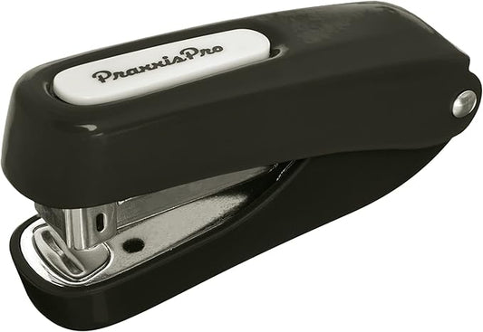 Praxxis Pro Office Supplies - Aria-Plus Half-Strip Mini Stapler - Durable, Compact, and Colorful Stapler for Office and Travel Use, Compatible with Standard 26/6 Staples, Charcoal