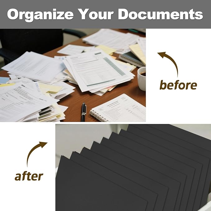 Folders with Pockets, LAYZZ 60 Pack Paper Pocket Folders, 2 Pocket Folders Fits Letter Size Paper, for School Office and Home (Black)