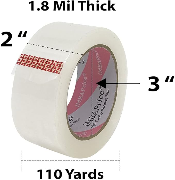 iMBAPrice 2 Inches Clear Packing Tape, 36 Rolls x 110 Yards Storage Box Sealing Packaging Tape Refill for Packaging and Shipping,Total 3960 Yards