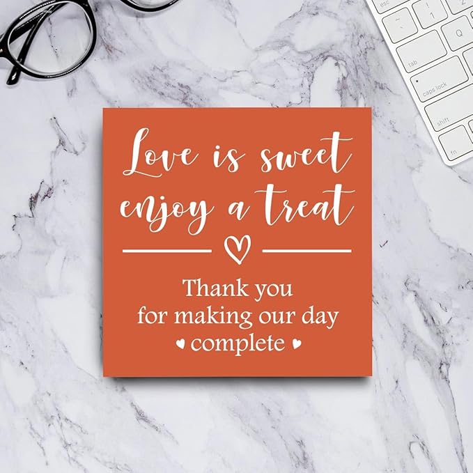 Sweet Home Decor, Love is Sweet Enjoy a Treat Sign, Dessert Table Sign, Wedding Party Dessert Table Home Office Desk Cubicle Shelf Decor, Wedding Decorative Signage 5 X 5 Inch