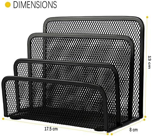 wishacc Folder Holder Desk, 2 Pack Mail Organizer Letter Holder for Desk Metal Mesh with 3 Vertical Upright Compartments
