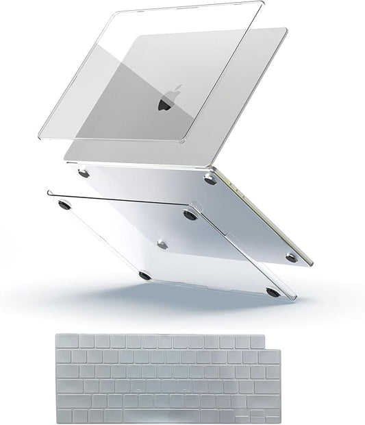 KEROM Crystal Clear Case for MacBook Pro 14 inch 2025-2021 M5 M4 M3 M2 M1 Pro/Max Chip A3434 A3112 A3185 A3401 A2918 A2992 A2779 A2442, Slim Plastic Hard Shell Case & Keyboard Cover, Transparent