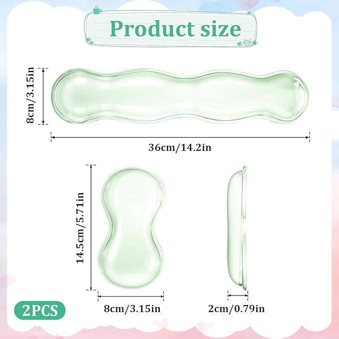 Clear Gel Wrist Rest for Keyboard Silicone Ergonomic Anti Slip Mouse Pad Computer Wrist Rest Support for Keyboard Relieve Office Typing or Gaming Wrists Pain, Light Green