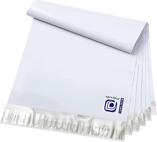 POLYSELLS 200 pcs 7.5x10.5 Inches White (Silver) Poly Mailers Shipping Envelopes, Strong Adhesive Sealing, Waterproof, Tear-resistant Postal Mailing Bags for Small Business, Clothes, Non-Fragile Items